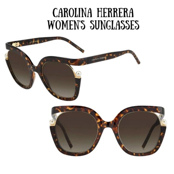 New Carolina Herrera Women's Sunglasses Havana Full Rim Cat Eye Frame CH 0003/S